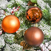 🔥 Вау! Упаковка 24 шт Ялинкових Кульок Bonita 8 см, Матовий і Глянець, Коричневий + Мідний