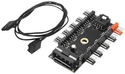 Сплітер хаб розширення живлення 10 вентиляторів 12В 4pin SATA 1 to 10 pin fan hub