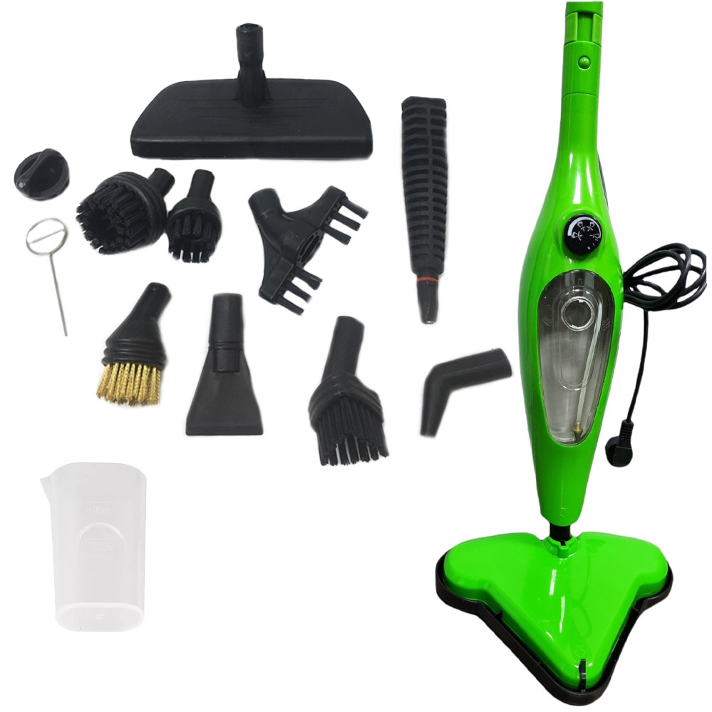 Парова швабра 12 в1 пароочисник H2O Steam Mop Х12 електрошвабра універсальна  Зелена
