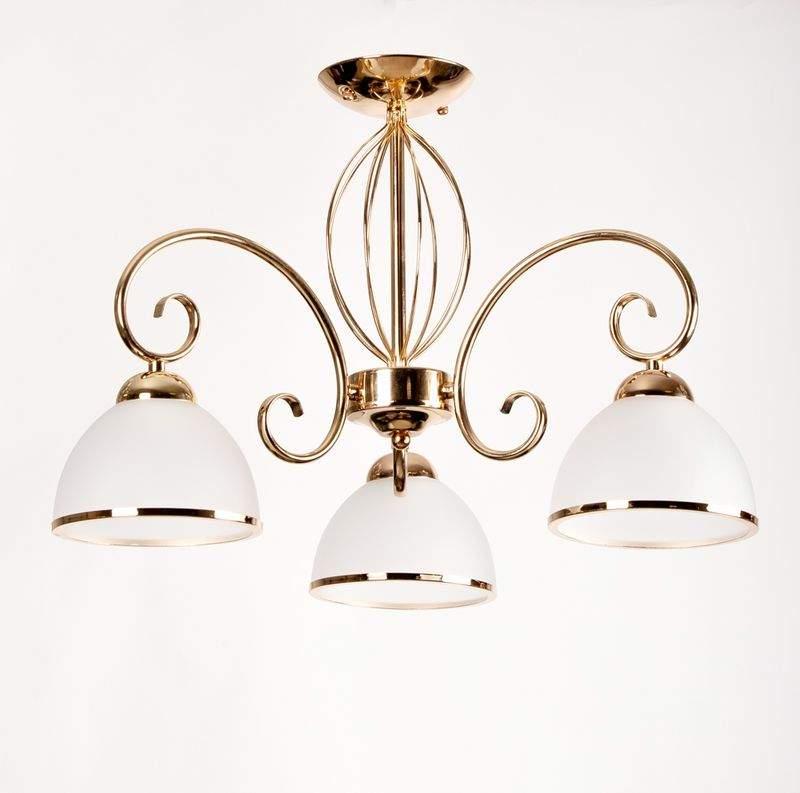 Люстра потолочна на три плафони золото