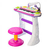 Дитяче піаніно-синтезатор LIMO TOY 7235 на ніжках зі стільчиком Мікрофон, фото 3