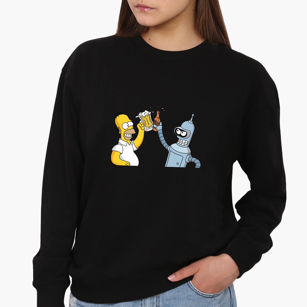 Світшот, реглан, кофта Бендер Футурама Гомер Сімпсони, світшот з принтом Мультфільми, фото 1