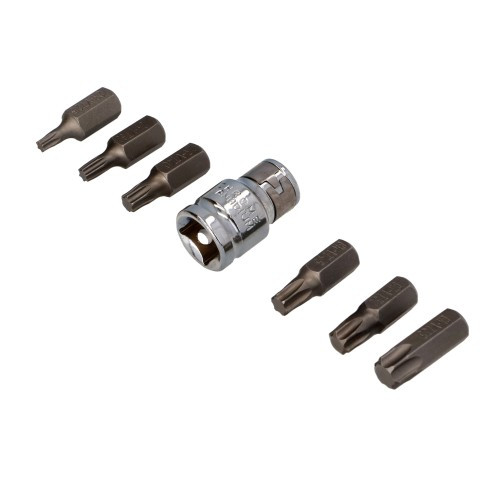 Біти шестигранні 1/2", 25-55 мм+ адаптер перехідник, FasterTools, набір 7 шт (5385)