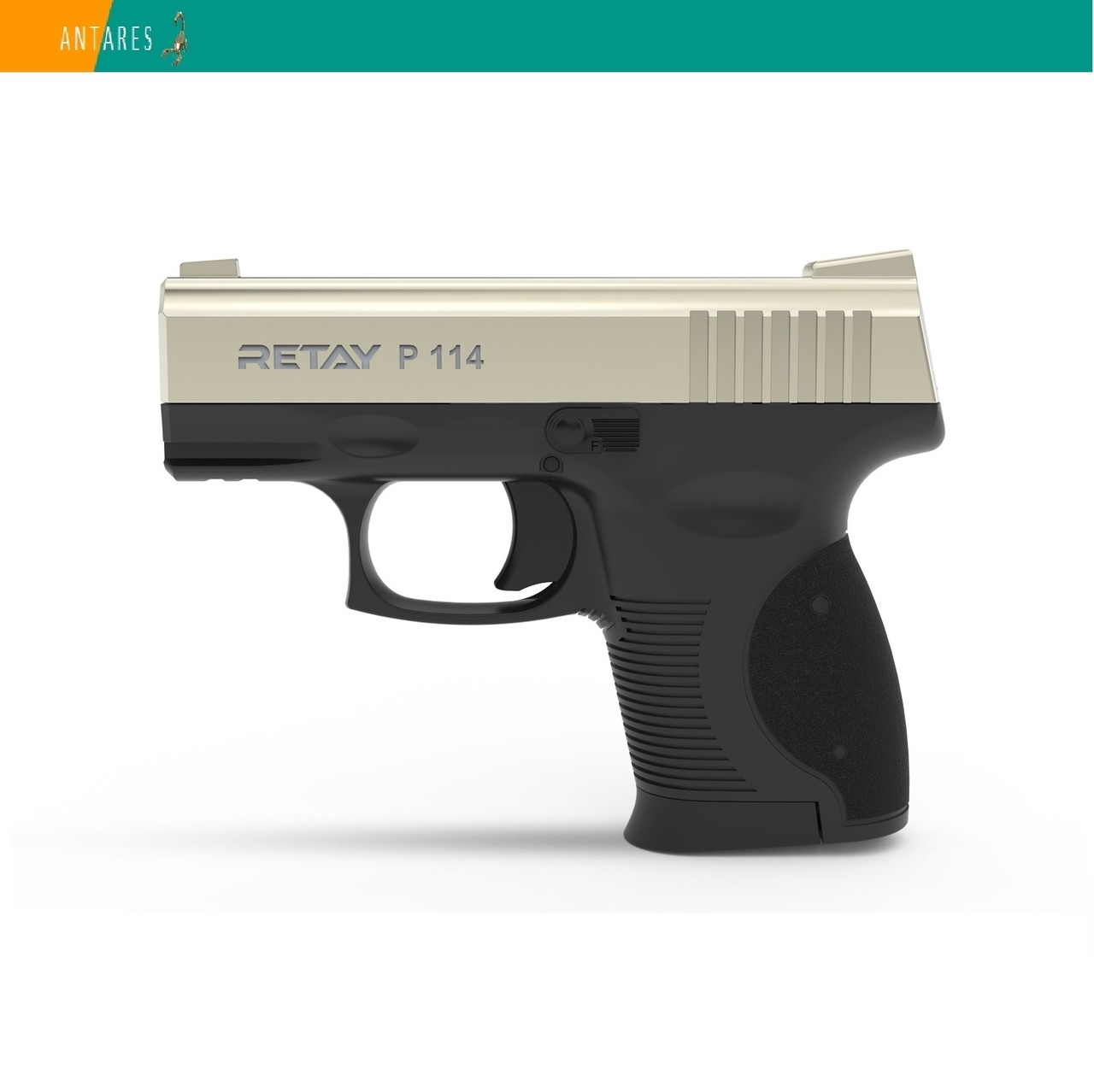 Пістолет стартовий Retay P114 сигнально-шумовий пугач під холостий патрон сатин Ретай (T210305S)