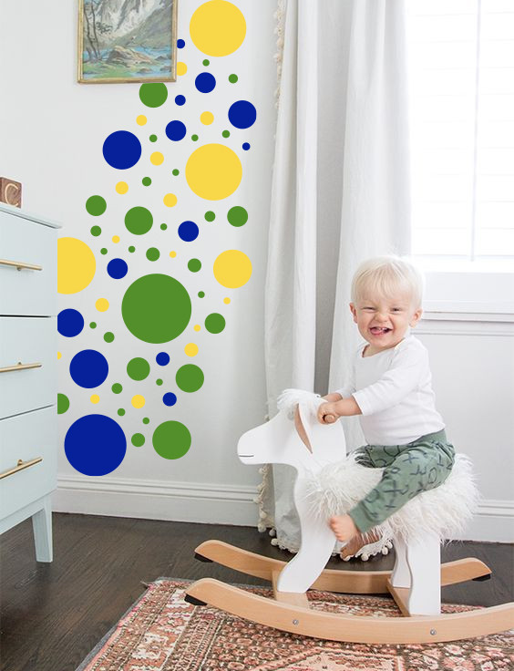 Набір вінілових наклейок Різнобарвний горох (абстрація круги геометричні фігури сфери) матова Набір 65 шт.