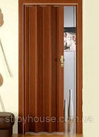 Двери гармошка Орех Мускатный Folding межкомнатные, глухие, складные, раздвижные, пластиковые, скрытые