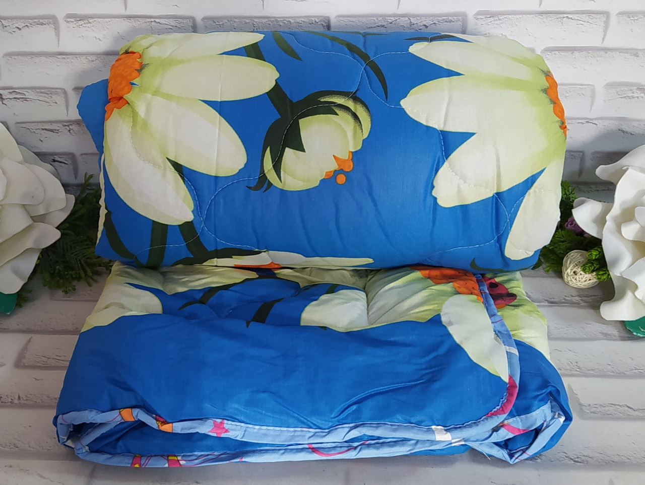 Ковдра євро розмір 200х210 см тканина полікотон наповнювач штучна овчина О-1013-1