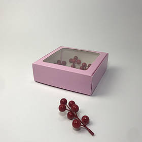 Коробка для десертів, 150*150*50 мм, з вікном, пудра