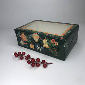 Коробка для капкейків (6 шт), 250*170*90 мм, з вікном, "Новорічні іграшки"