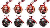 Набор елочных игрушек шары Дед Мороз, 8 шт, D6 см, разноцветный, пенопласт