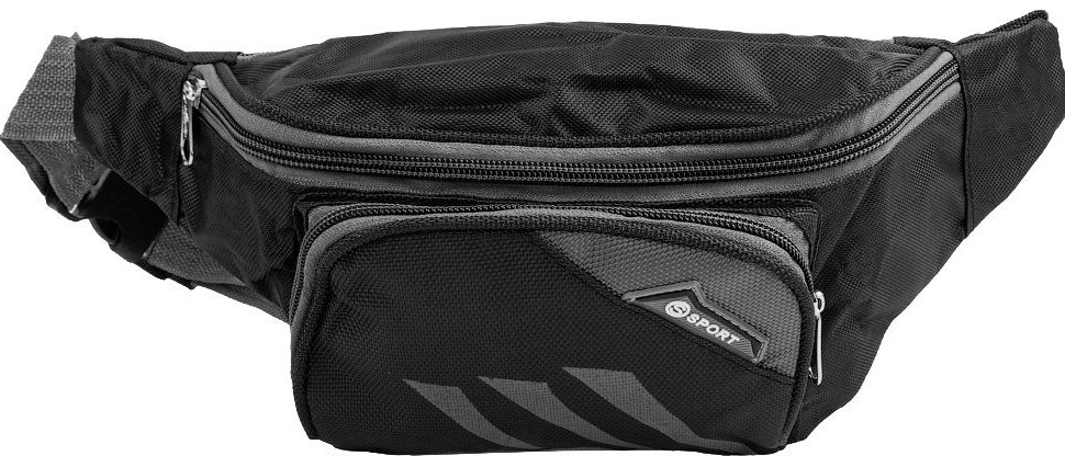 Мужская поясная сумка Valiria Fashion черный с серым - фото 2 - id-p1511104488