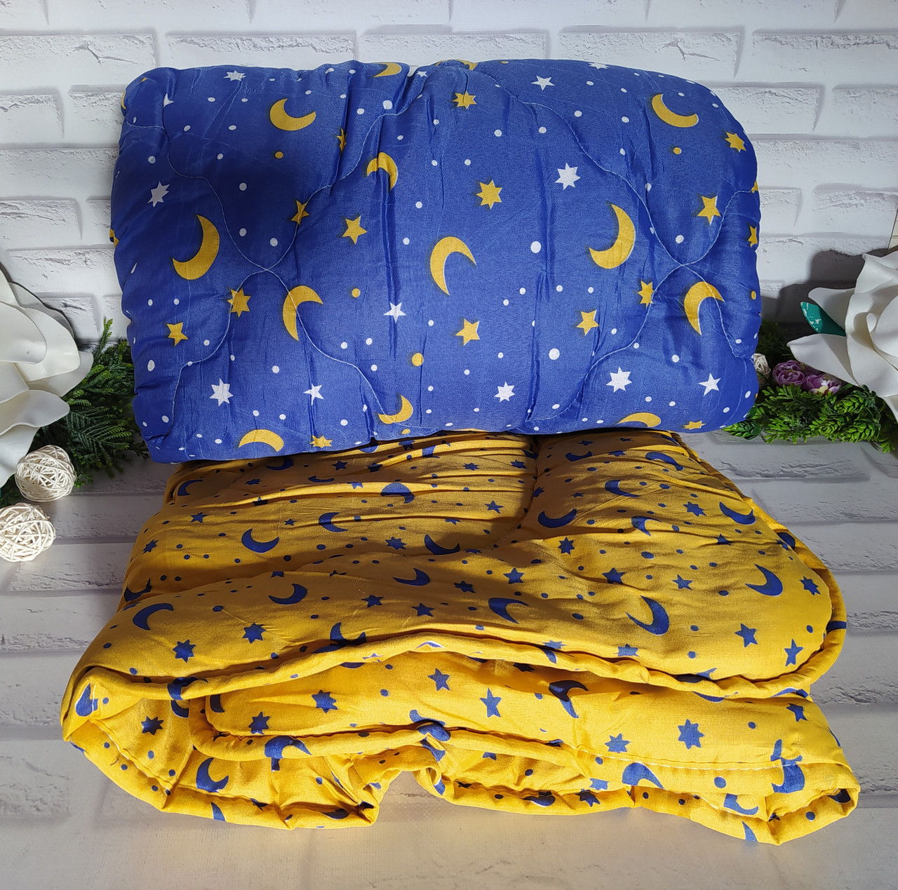 Ковдра двоспальна розмір 180х210 см тканина полікоттон наповнювач подвійний силікон 100% О-1018, фото 1