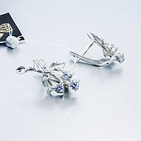 Срібні сережки Гілка з фіанітами Сережки з каменями