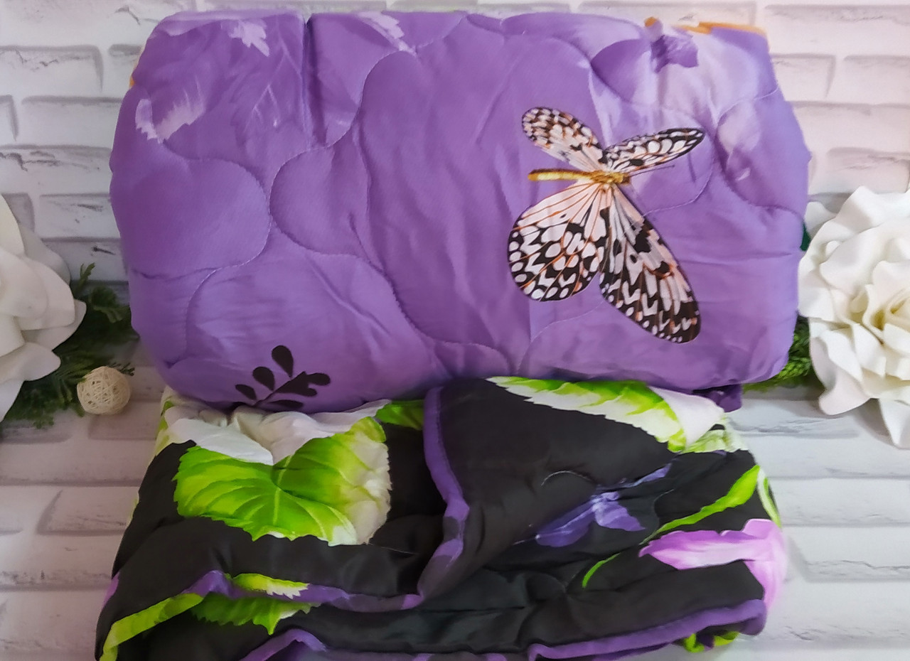 Ковдра євро розмір 200х210 см тканина полікотон наповнювач штучна овчина О-1024-1, фото 1