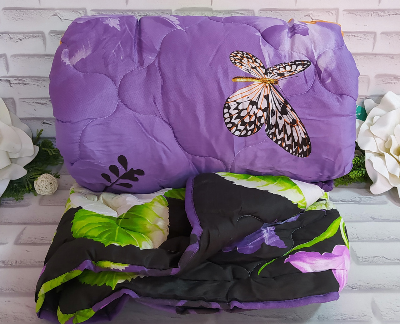 Ковдра полуторна розмір 150х210 см тканина полікоттон наповнювач подвійний силікон 100% О-1024, фото 1