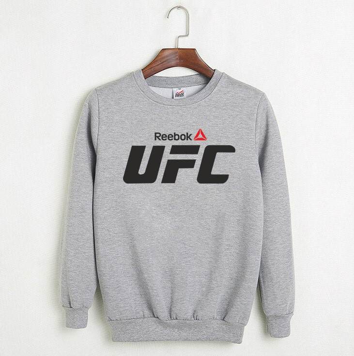 Світшот чоловічий зимовий Ufc reebok з начосом сірий кофта чоловіча Юфс толстовка тепла на флісі