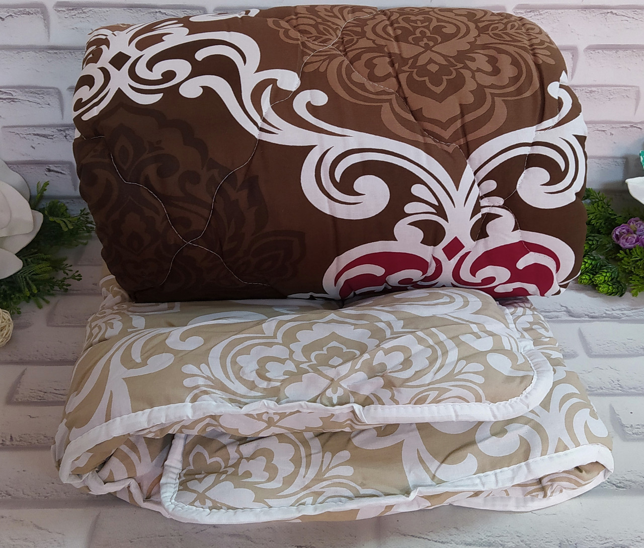 Ковдра двоспальна розмір тканина бязь Голд наповнювач штучна овчина О-1030