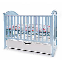 Кроватка детская Twins iLove L100-L-04 Голубой деревянная с ящиком и подвижной боковиной