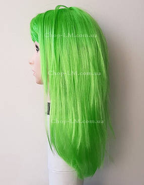 Прямий салатовий перуку штучний (55 см), фото 2