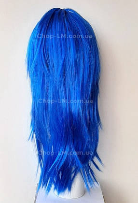 Синій штучний прямий перуку (55 см), фото 3