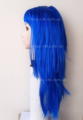 Синій штучний прямий перуку (55 см), фото 2