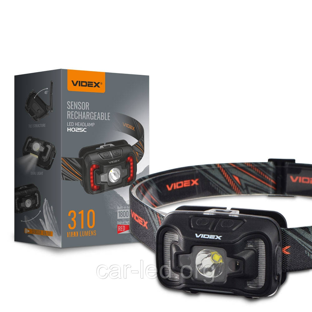 Налобний світлодіодний ліхтарик H025C VIDEX 310Lm 5000K