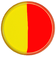 Аквагрим GrimMaster двоколірний неон Жовтий & неон Жовтогарячий Bicolor Yellow&Orange 32 g, фото 2
