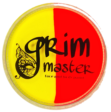 Аквагрим GrimMaster двоколірний неон Жовтий & неон Жовтогарячий Bicolor Yellow&Orange 32 g, фото 2