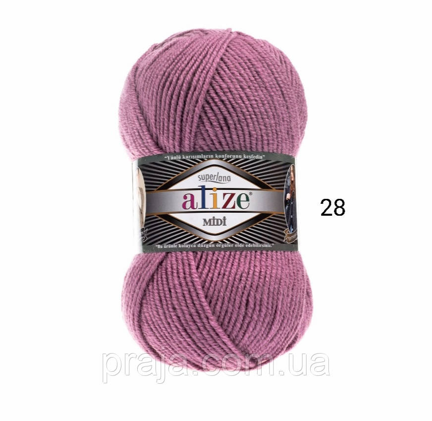 Пряжа Alize Superlana Midi(Суперлана Миди) - 28 Сухая Роза — Купить ...