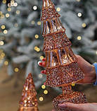 Світна скляна новорічна фігура LED "Ялинка" 34 см, фото 3