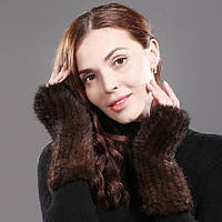 Норкові рукавиці, рукавиці норкові рукавиці — 20 см. Хутряні рукавиці з хутра норки коричневі