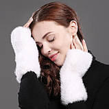 Норкові рукавиці, рукавиці норкові 20см. Хутряні рукавички з хутра норки cross mink, фото 4