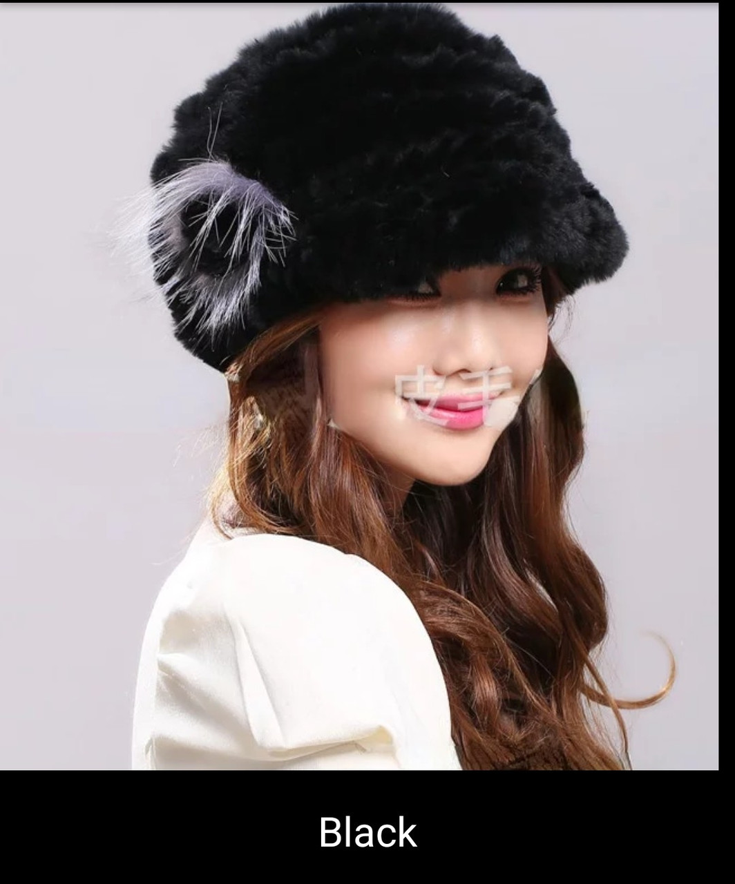 В'язана шапка кепка з козирком із хутра кролика рекомендована, фото 1