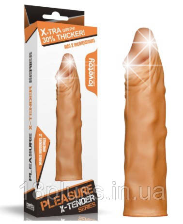 Подовжуюча насадка на член Pleasure X-Tender Penis Sleeve Add 2" Brown, фото 1