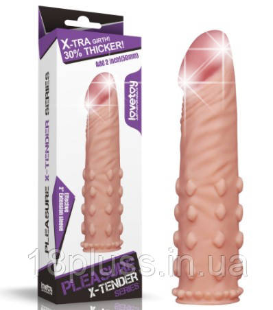 Подовжуюча насадка на член Pleasure X-Tender Penis Sleeve Add 2" Flesh, фото 1