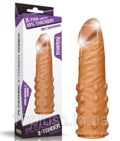 Подовжуюча насадка на член Pleasure X-Tender Penis Sleeve Add 2" Brown, фото 1