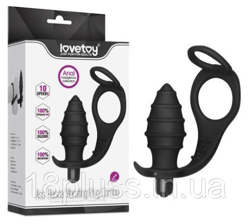 Анальна вибропробка з кільцем Anal Indulgence Collection Ass-Rasca Vibrating Plug Combo, фото 1