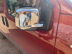 Накладки на дзеркала повні (2 шт., нерж) OmsaLine - Полірована нержавіюча сталь для Peugeot Bipper 2008-2017 рр