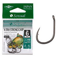 Крючок Mikado Sensual X-Tra Strong Carp №16 (ушко) 10шт. (black matt)