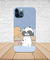 Матовый Чехол iPhone 12 Mini Медведи We bare bears с принтом