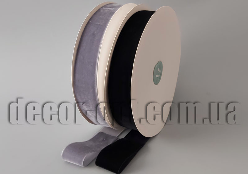 Стрічка атласна з оксамитом 4,0 см/30ярд