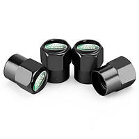 Ковпачки на ніпель для Рендж Ровер, Ленд Ровер Alitek Short Black Land Rover Logo Green, 4 шт.