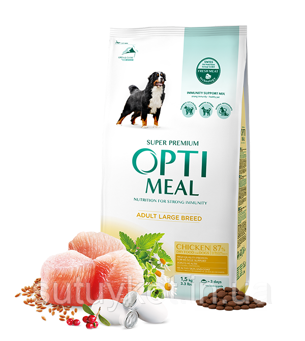 Optimeal оптиміл корм для великих порід з куркою, 12 кг., фото 1