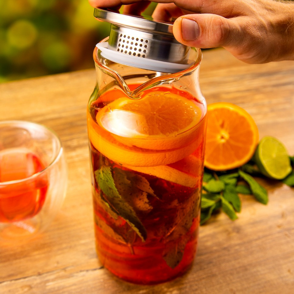 Високий скляний глечик з металевим фільтром Ardesto 1.2л