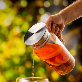 Високий скляний глечик з металевим фільтром Ardesto 1.2л, фото 2