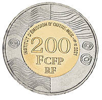 Французская Полинезия 200 франков Биметалл 2021 UNC Таити