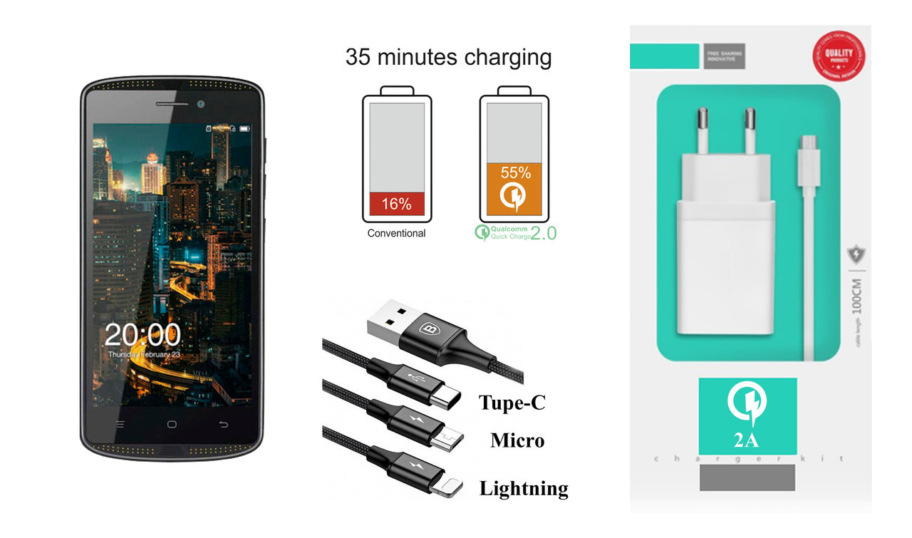 Мережевий зарядний пристрій AGM X1 SE, Fast Charger 2.1A