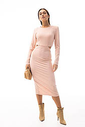 Жіноче вечірнє коктейльне плаття міді з вирізами на талії у двох кольорах розміру М