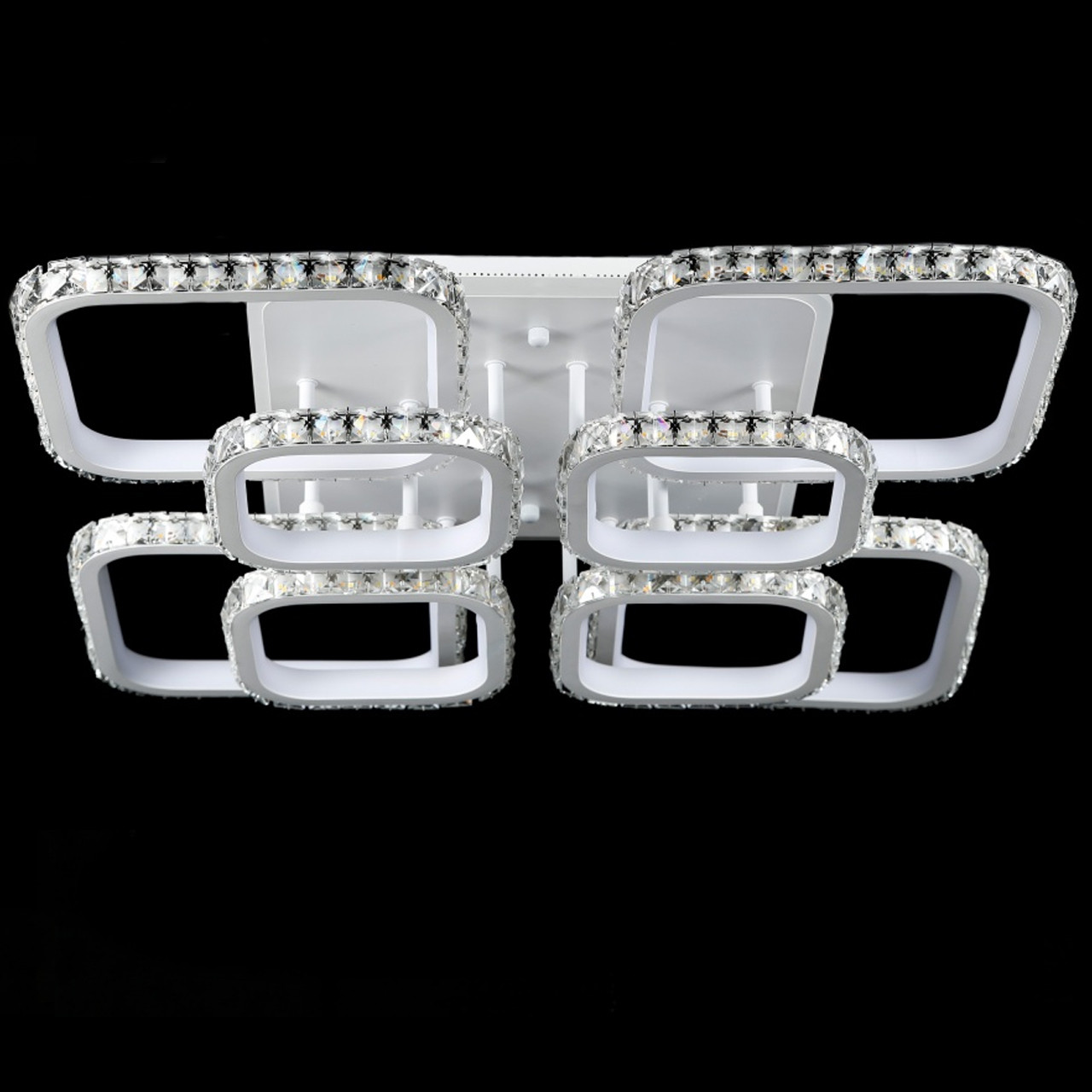 Біла LED люстра 482 Вт з кришталевим обрамленням і підсвічуванням основи 8 кольорів VL-L2649/4+4 RGB (WHITE), фото 1