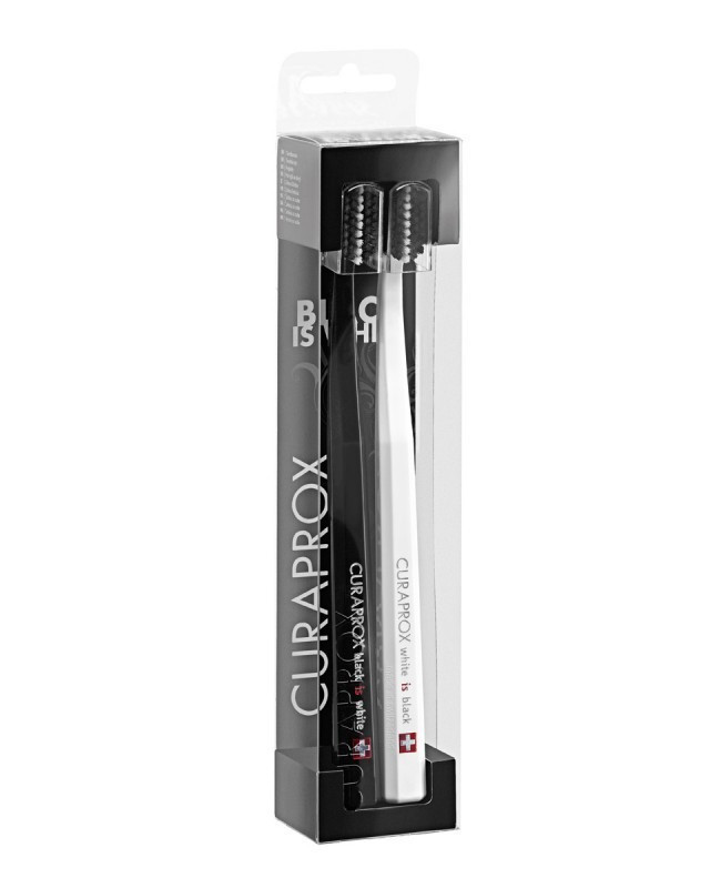 Набір зубних щіток Curaprox CS5460/2 White/Black, Ultrasoft, чорна / біла d 0,10 мм (2 шт)